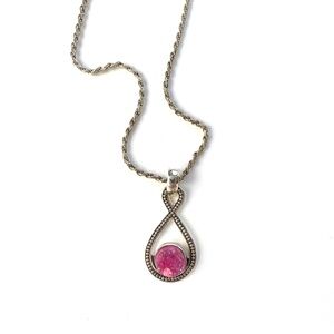 Sterling Silver Pink Druzy Pendant. Chain not included.